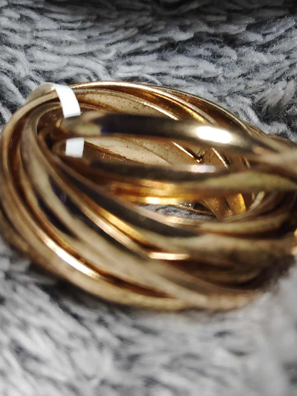 Polished Puzzle Ring, Gold-Tone Twisted Multi-Band. Size 7